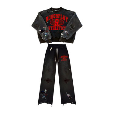 RoughPlay - Og Logo Blk/Red Crewneck set - - Clique Apparel
