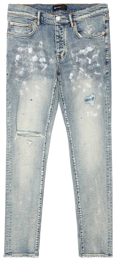 Purple - P001 Light Indigo Paint Blowout Jeans (LIA) - Clique Apparel