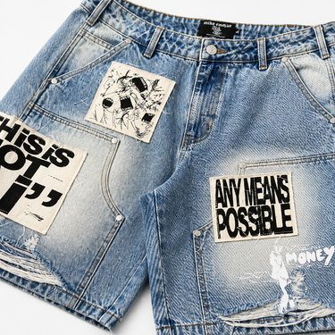 Mixed Emotion- AI Denim Shorts - Blue - Clique Apparel