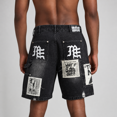 Mixed Emotion- AI Denim Shorts - Black - Clique Apparel