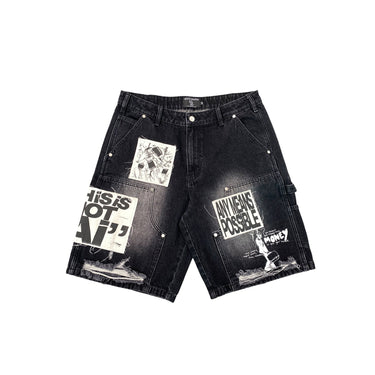 Mixed Emotion- AI Denim Shorts - Black - Clique Apparel