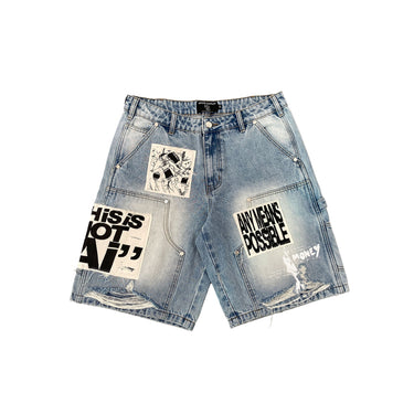 Mixed Emotion- AI Denim Shorts - Blue - Clique Apparel