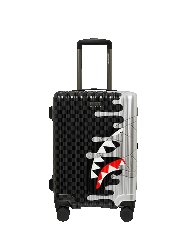 Sprayground - Silver Side Drip Black Check Carry On Luggage - Clique Apparel