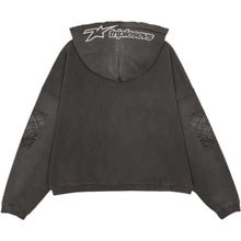 Load image into Gallery viewer, Triple Sevens - Moto Zip Up Hoodie - Black