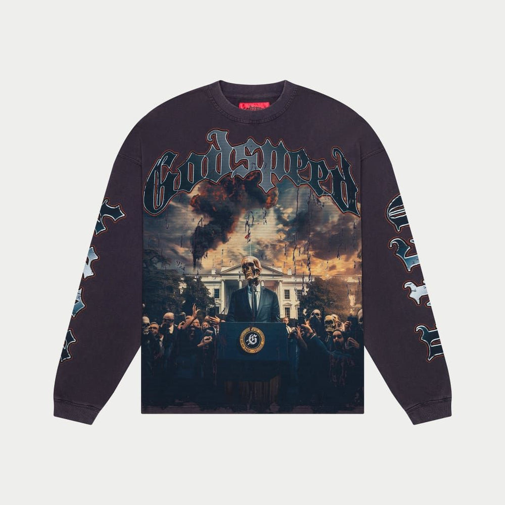 Godspeed (Navy wash V.O.D 2024 long sleeve tshirt) Clique Apparel