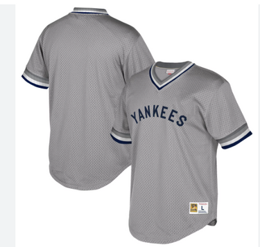 Mitchell and Ness - Mesh v Neck Yankees Jersey - Grey - Clique Apparel