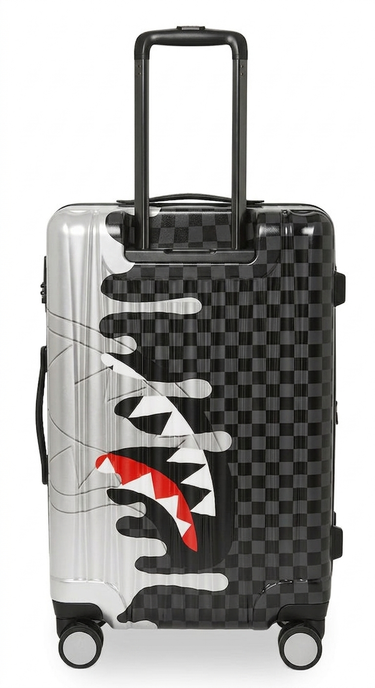 Sprayground - Silver Side Drip Black Check Full Size Luggage - Clique Apparel