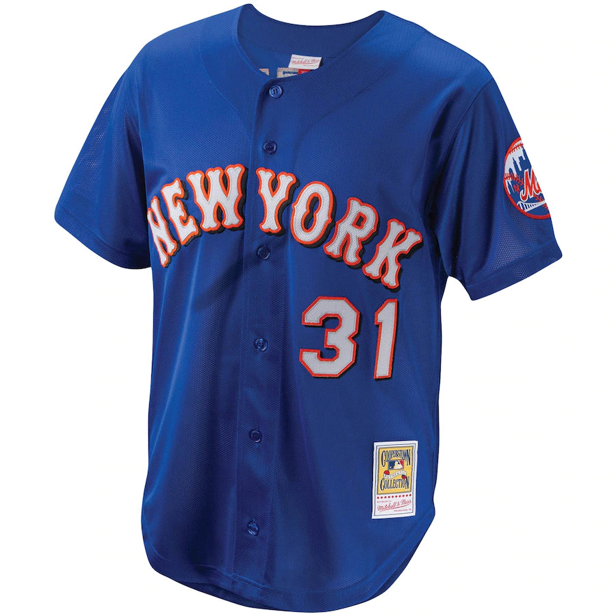 Mike Piazza New York Mets Mitchell & Ness Cooperstown Collection Mesh  Batting Practice Button-Up Jersey - Orange