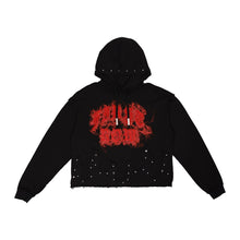 Load image into Gallery viewer, First Row -WAKE UP AND BE FIERCE STUD CROP HOODIE