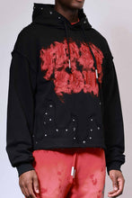 Load image into Gallery viewer, First Row -WAKE UP AND BE FIERCE STUD CROP HOODIE