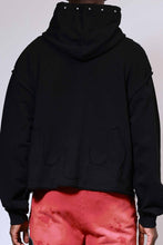 Load image into Gallery viewer, First Row -WAKE UP AND BE FIERCE STUD CROP HOODIE