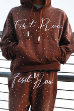 Load image into Gallery viewer, First Row -ALLOVER RHINE STONE PULLOVER HOODIE/BROWN