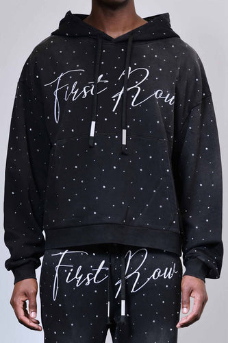 First Row -ALLOVER RHINE STONE PULLOVER HOODIE