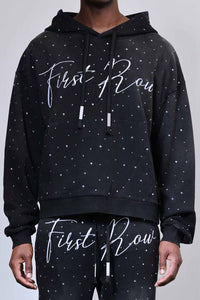 First Row -ALLOVER RHINE STONE PULLOVER HOODIE