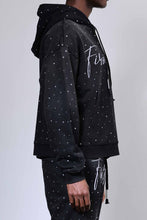 Load image into Gallery viewer, First Row -ALLOVER RHINE STONE PULLOVER HOODIE
