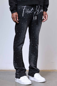 First Row-ALLOVER RHINE STONE STACK JOGGER