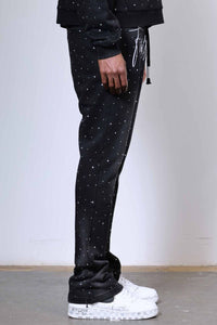First Row-ALLOVER RHINE STONE STACK JOGGER