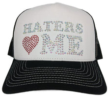 Load image into Gallery viewer, Haters Love Me Rhinestone Trucker Hat – Multi color
