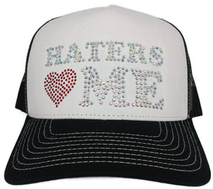 Haters Love Me Rhinestone Trucker Hat – Multi color