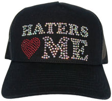 Load image into Gallery viewer, Haters Love Me Rhinestone Trucker Hat – Multi color