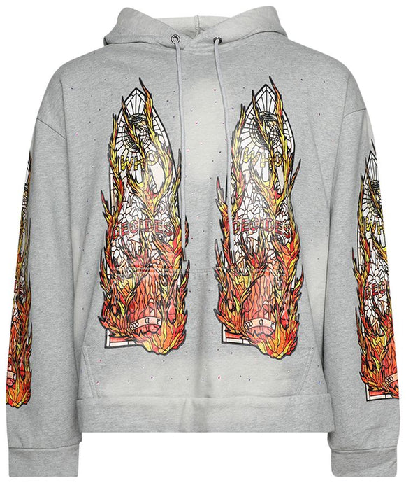 Who Decides War Flames Glass Hooded Sweatshirt – Vintage Grey