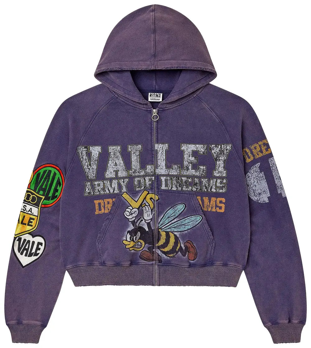 Valley  Forever - Army Zip up Hoodie - Purple