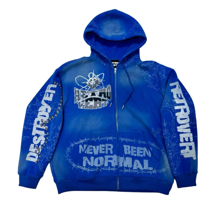 RETROVERT- Zip-up-up Blue hoodie