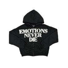 Load image into Gallery viewer, Mixed Emotion - Black ‘End’ Rhinestone hoodie