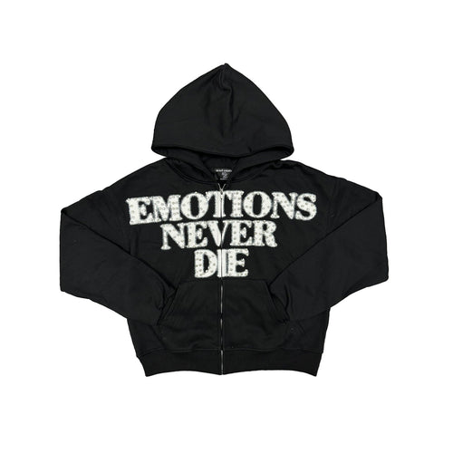 Mixed Emotion - Black ‘End’ Rhinestone hoodie