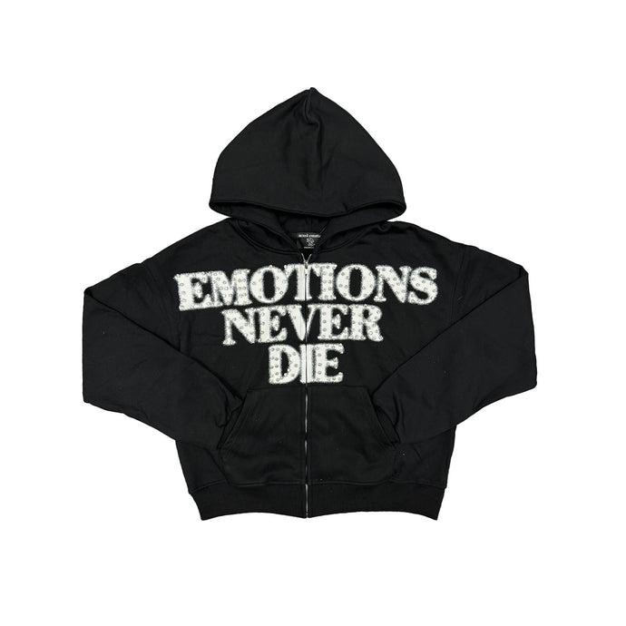 Mixed Emotion - Black ‘End’ Rhinestone hoodie