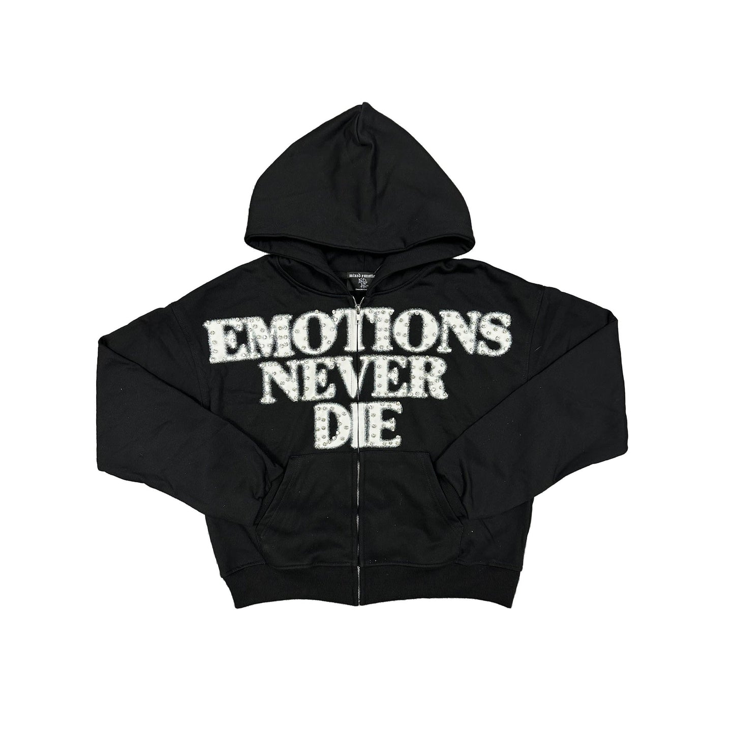 Mixed Emotion - Black ‘End’ Rhinestone hoodie