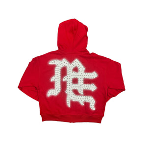 Mixed Emotion - RED ‘End’ Rhinestone hoodie