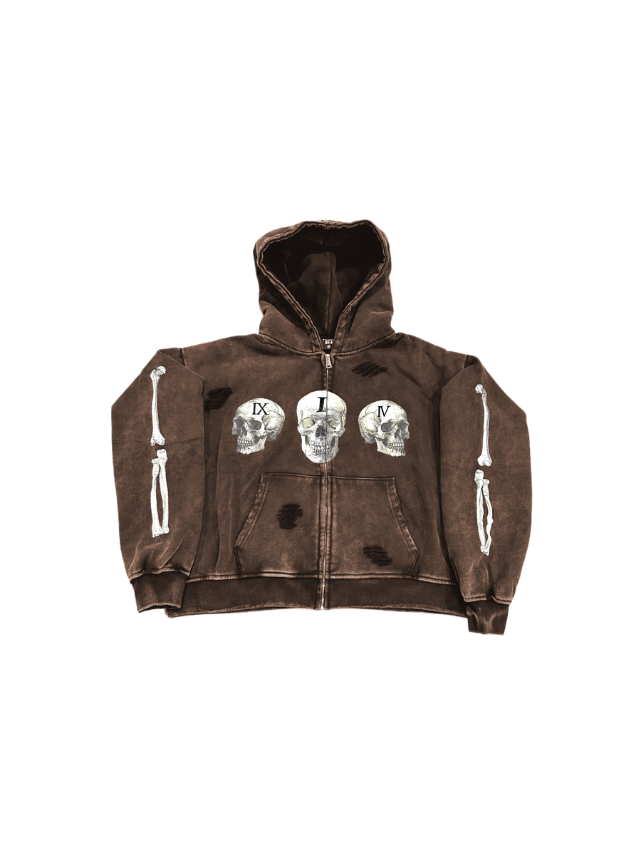 Floor914 - Brown Skull Zip Up - - Clique Apparel