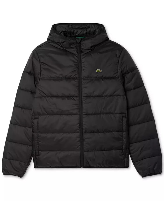 Lacoste - Men's Water Repellent Full Zip Puffer Jacket - Black