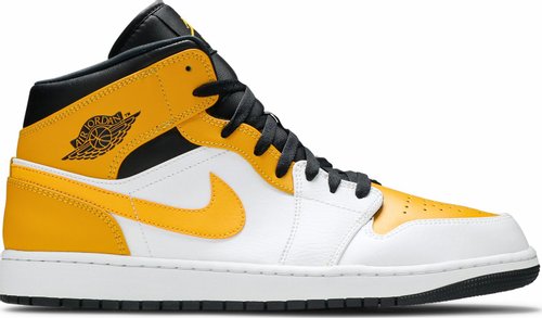 Nike - Air Jordan 1 Mid Sneakers - White/University Gold/Black - Clique Apparel