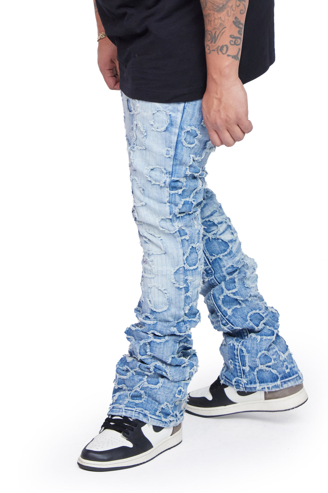 Valabasas - Stacked Botched Stacket Jeans - Lt. BLue Washed