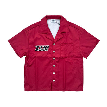 Triple Sevens - Red Nylon Button Up Shirt - Clique Apparel