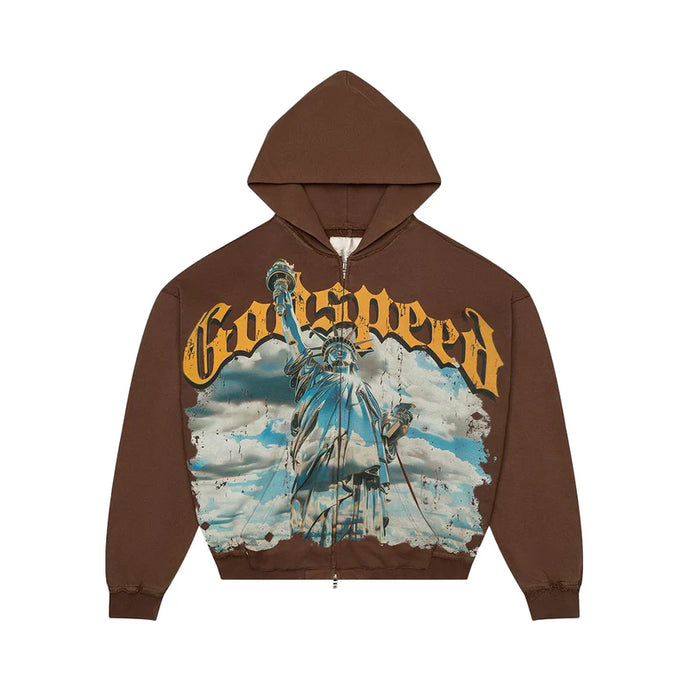 Godspeed Chrome Liberty Zip Hoodie V2 - Brown Wash