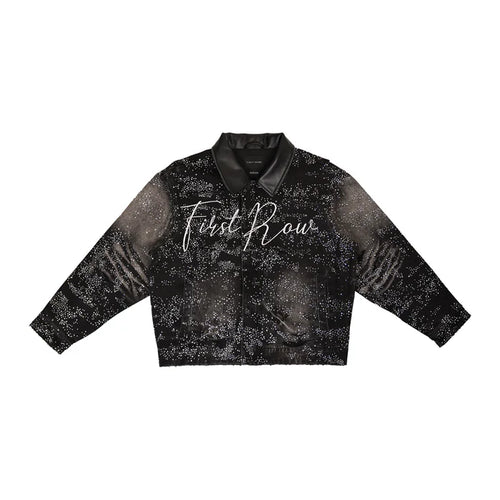 First Row - All Over Rhinestone Work Wear Jacket - Black