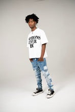 Load image into Gallery viewer, Mixed Emotion - Monogram Denim Blue Wash Blue/White