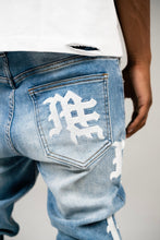 Load image into Gallery viewer, Mixed Emotion - Monogram Denim Blue Wash Blue/White
