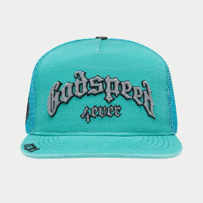 GodSpeed - GS Forever Trucker Hat (Teal Washed) - Clique Apparel