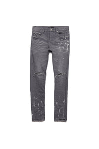 Purple - P001 Worn Grey Knee Slit Jeans