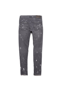 Purple - P001 Worn Grey Knee Slit Jeans