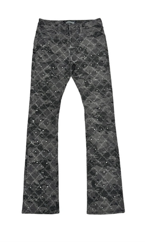 Vicious Grey Camo Embellished Rhinestone Denim
