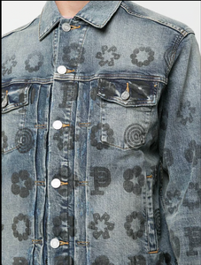 Purple Brand Monogram - Leopard Print Denim Jacket - Blue