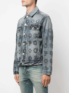 Purple Brand Monogram - Leopard Print Denim Jacket - Blue