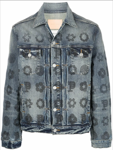 Purple Brand Monogram - Leopard Print Denim Jacket - Blue