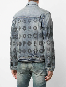 Purple Brand Monogram - Leopard Print Denim Jacket - Blue