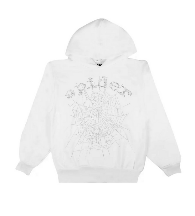 Sp5der - OG Rhinestones Pullover Hoodie - White